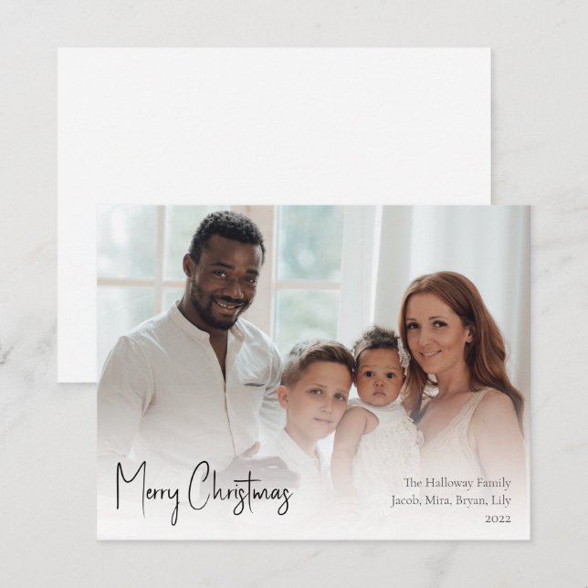 Modern Christmas Script Full Photo Holiday Card (Front/Back)