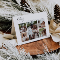 Modern Christmas Script Grateful Folded Five-Photo