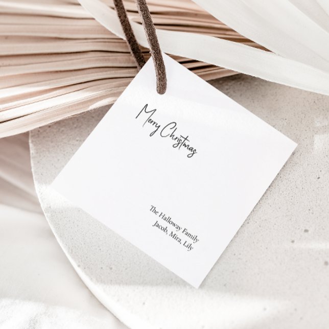 Modern Christmas Script Square Family Gift Tag (Creator Uploaded)