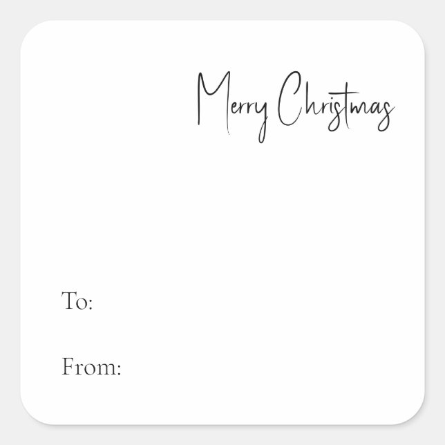 Modern Christmas Script To From Square Sticker (Front)