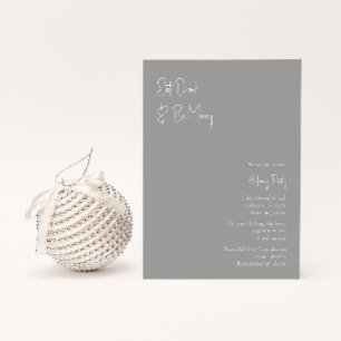 Modern Christmas   Silver Eat Drink And Be Merry Invitation