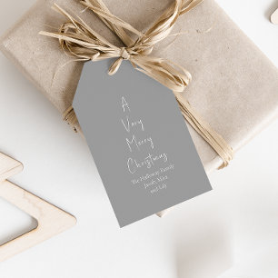 Modern Christmas Silver Family Tree Gift Tags
