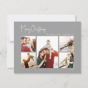 Modern Christmas   Silver Five-Photo Holiday Card