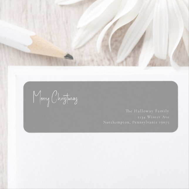 Modern Christmas | Silver Return Address Envelope  Label (Insitu)