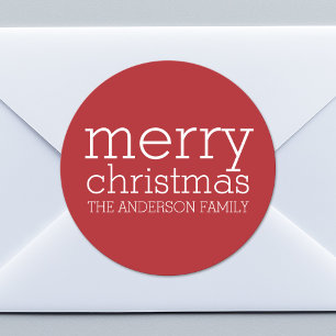 Modern Christmas - Simply Red and White Classic Round Sticker