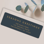 Modern Christmas | Slate Grey and Gold Address Return Address Label<br><div class="desc">Simple, stylish, trendy holiday return address label with modern minimal typography quote "Seasons Greetings" in gold on a slate grey background. The name, address and greeting can be easily customised for a personal touch. A bold, minimalist and contemporary christmas design to stand out from the crowd this holiday season! #christmas...</div>