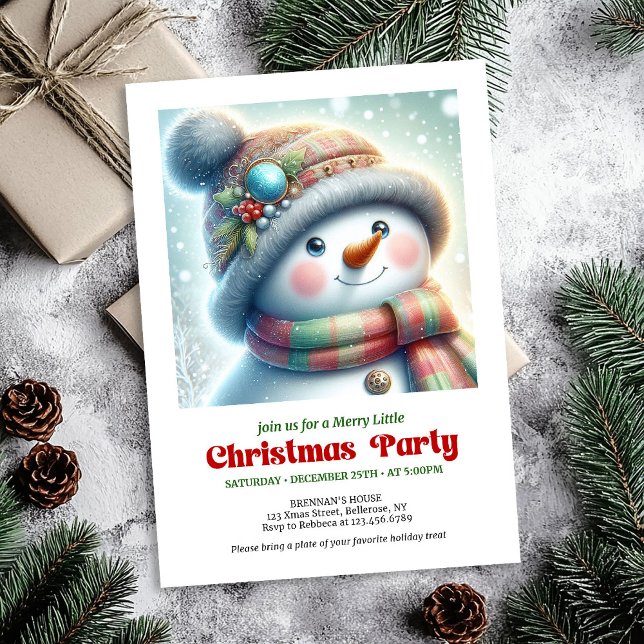 Modern Christmas snowman editable holiday invite  (Modern Christmas snowman editable holiday invite DL)