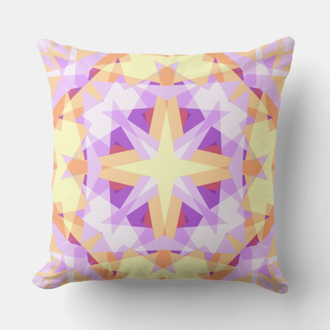 Modern Christmas Star Festive Purple Gold Yellow Cushion (Front)
