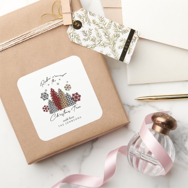 Modern Christmas Sticker – Trees & Snowflakes (Gifting)