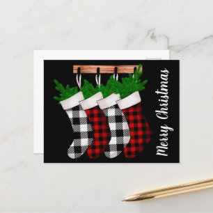 Modern Christmas Stockings Holiday Postcard