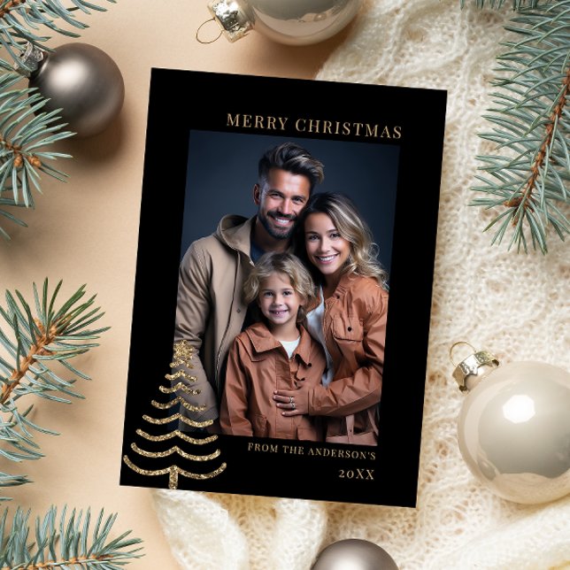 Modern Christmas Stylish Minimalist photo Family Holiday Card (Creator Uploaded)