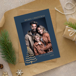 Modern Christmas Stylish Minimalist photo Family Holiday Card