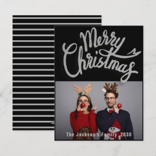 Modern Christmas Stylish Minimalist Script Family Holiday Card