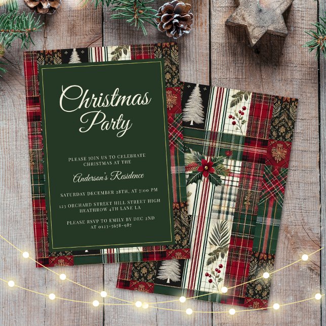 Modern Christmas Tartan Plaid Invitation (Creator Uploaded)