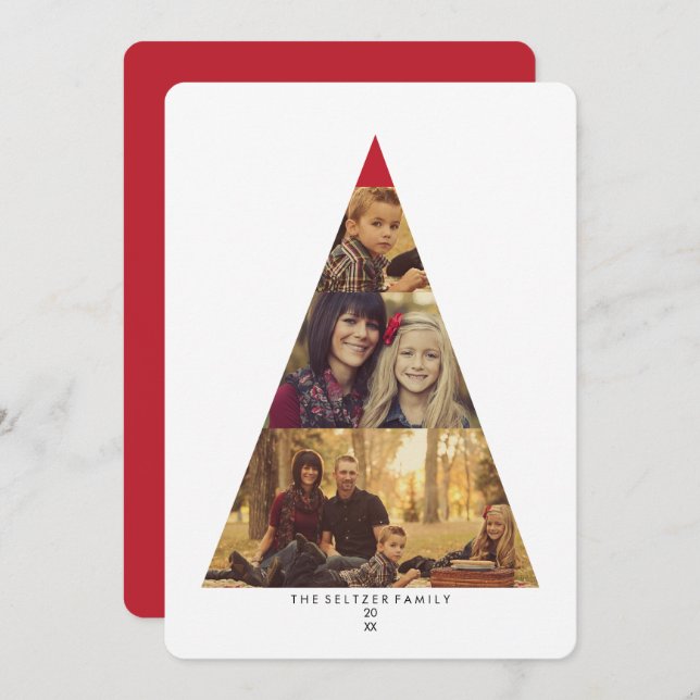 Modern Christmas Tree 3 Photo Holiday Greeting (Front/Back)