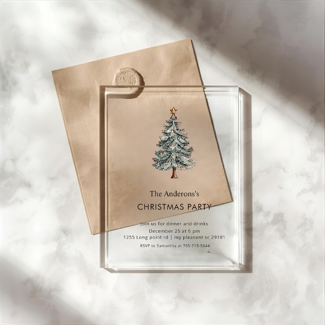 Modern Christmas Tree Acrylic Party Acrylic Invitations (Creator Uploaded)