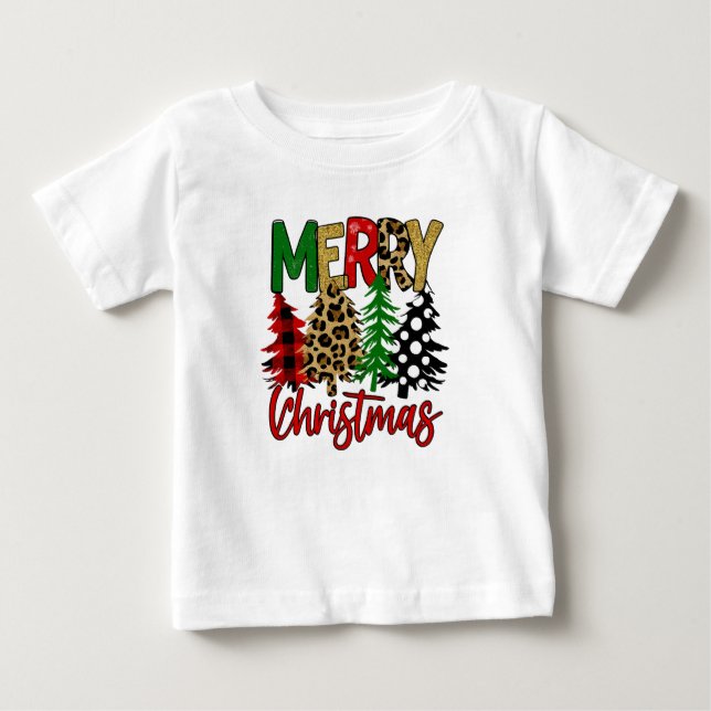 Modern Christmas Tree Aesthetic Baby T-Shirt (Front)