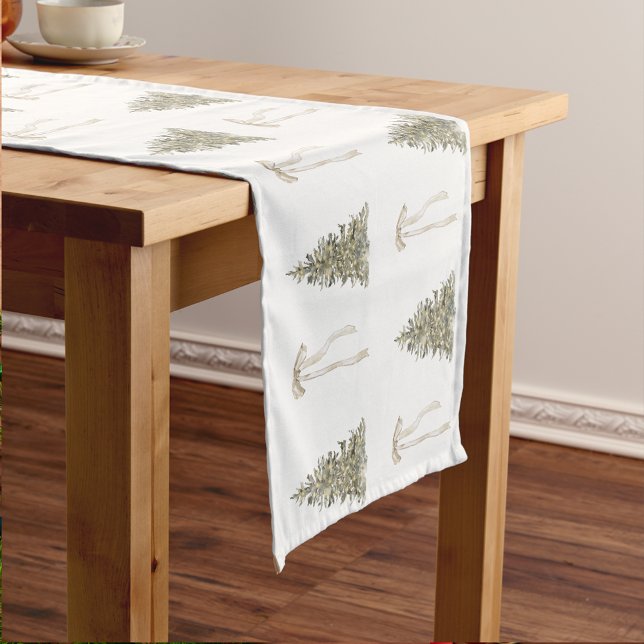 Modern Christmas Tree and cute bow Pattern Short Table Runner (Creator Uploaded)