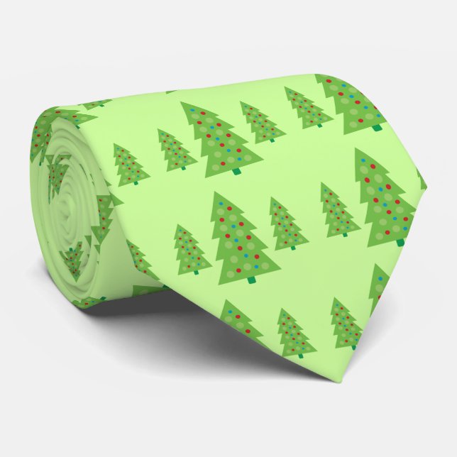 Modern Christmas Tree Art Tie (Rolled)