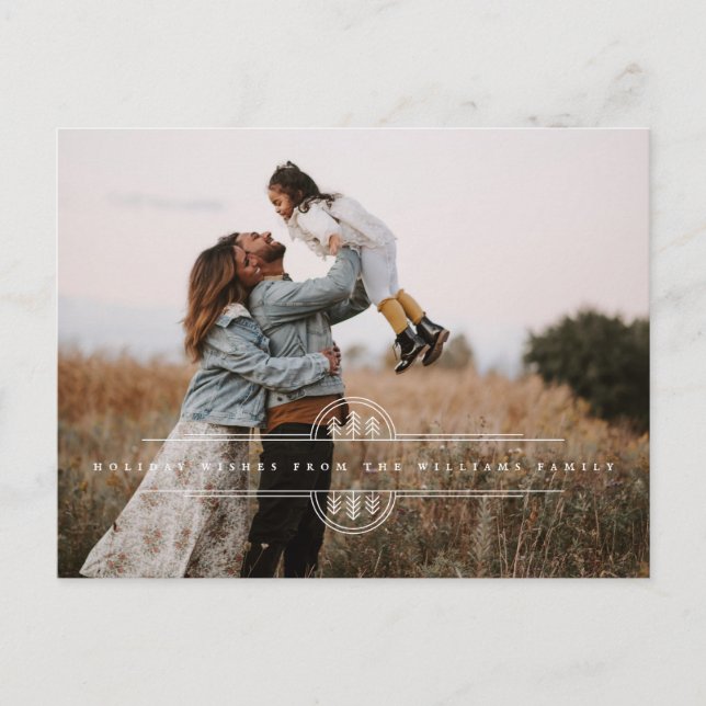 Modern Christmas Tree Banner Flat Holiday Card (Front)