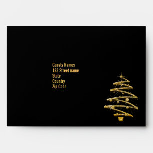 Modern Christmas tree black gold template Envelopes