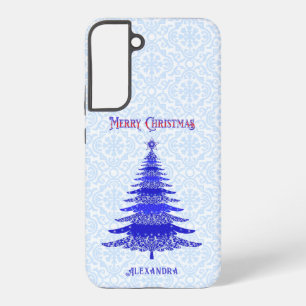 Modern Christmas Tree Blue Personalised Samsung Galaxy Case