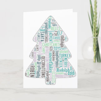 Modern Christmas tree card, turquoise and purple Holiday Card