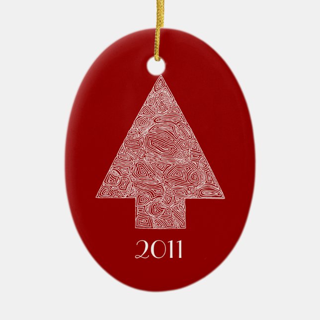 Modern Christmas Tree Ceramic Ornament (Front)