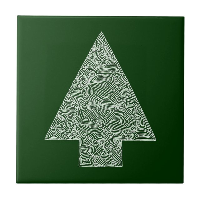 Modern Christmas Tree Ceramic Tile (Front)