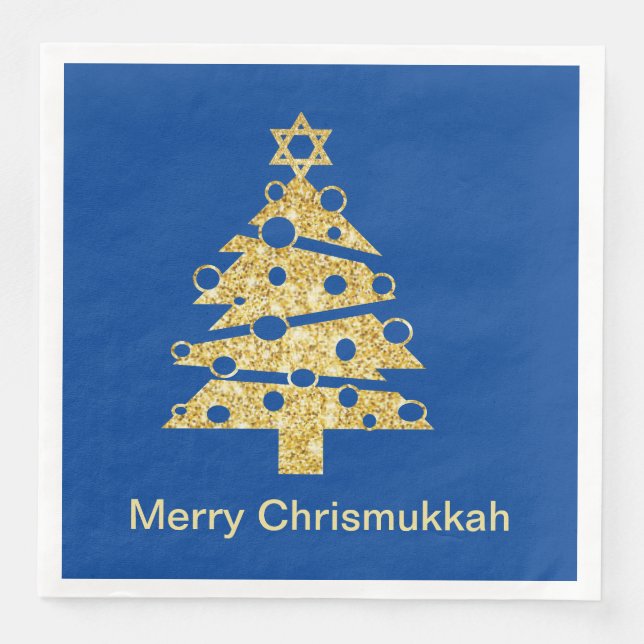 Modern Christmas Tree Chrismukkah Paper Napkin (Front)