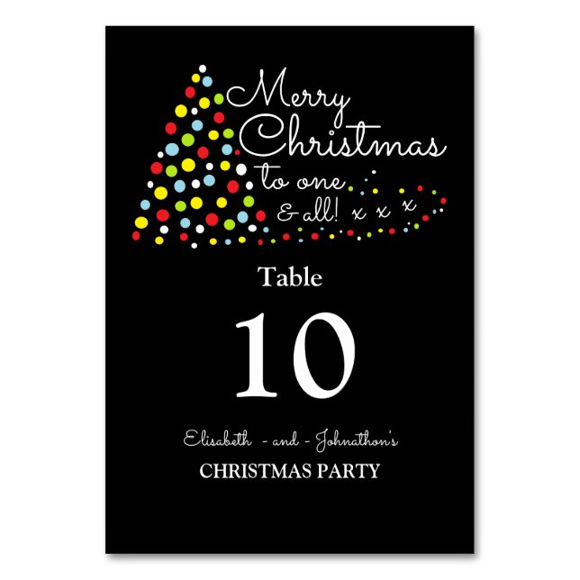 Modern Christmas Tree, Christmas Table Number (Front)