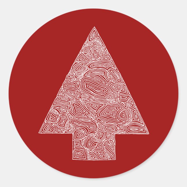 Modern Christmas Tree Classic Round Sticker (Front)