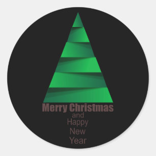 Modern Christmas Tree Classic Round Sticker