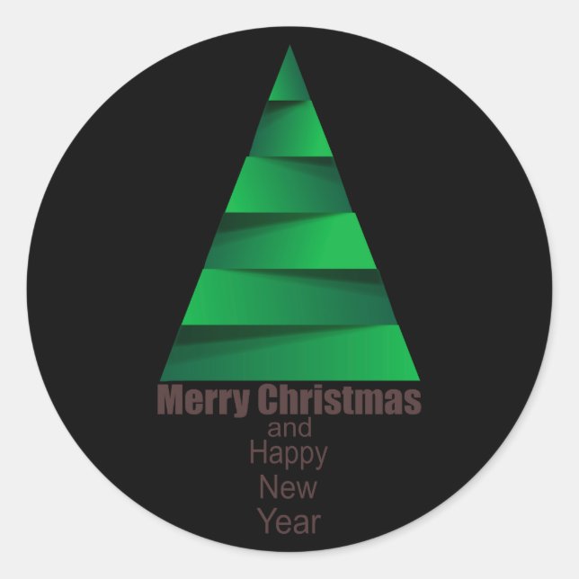 Modern Christmas Tree Classic Round Sticker (Front)