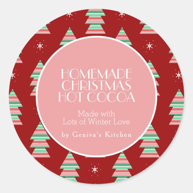 Modern Christmas Tree Cocoa Homemade Mix Classic Round Sticker (Front)