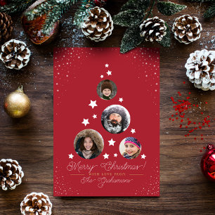 Modern Christmas Tree Collage 4 Custom Photos Holiday Card