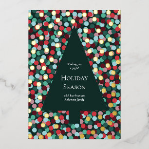 Modern Christmas Tree Confetti Dot Gold Foil Holiday Card