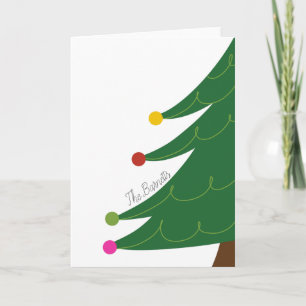 Modern Christmas Tree Custom Family Name Card
