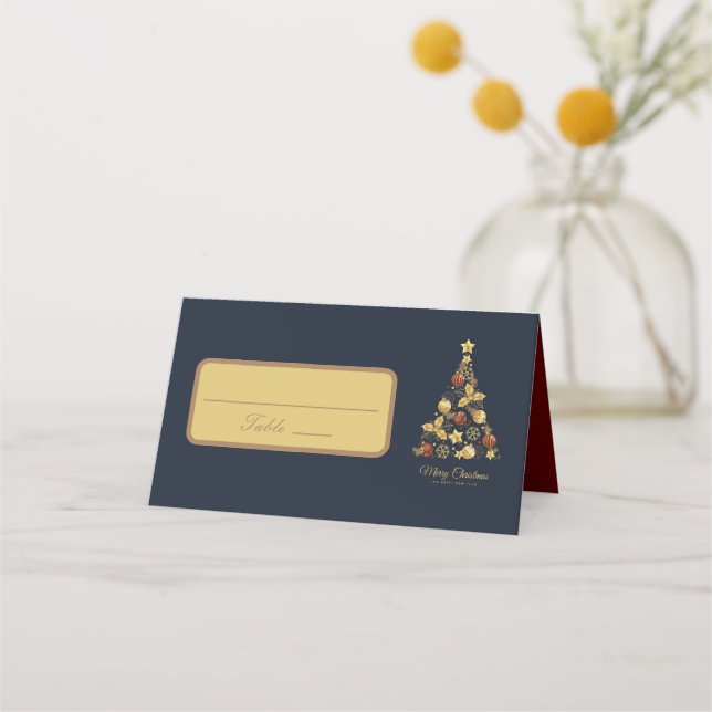 Modern Christmas Tree Design Folded Place Card (Front)