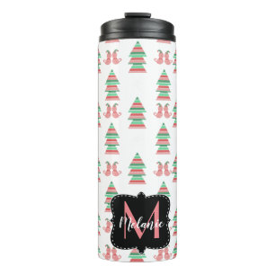 Modern Christmas Tree Elf Cats Snowflakes Thermal Tumbler