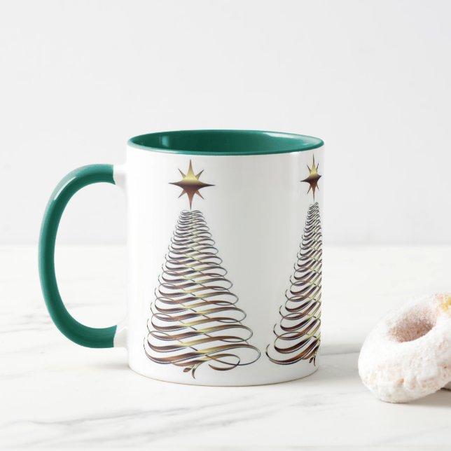 **MODERN CHRISTMAS TREE** FUN CHRISTMAS MUG (With Donut)