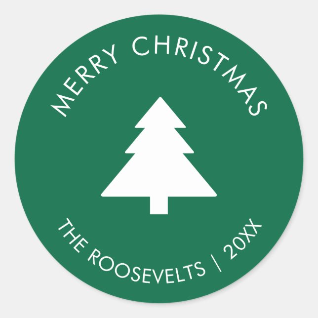 Modern Christmas Tree Gift Labels Envelope Seal (Front)