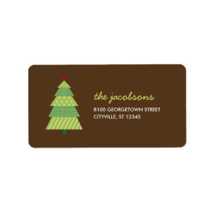 Modern Christmas Tree Holiday Address Label