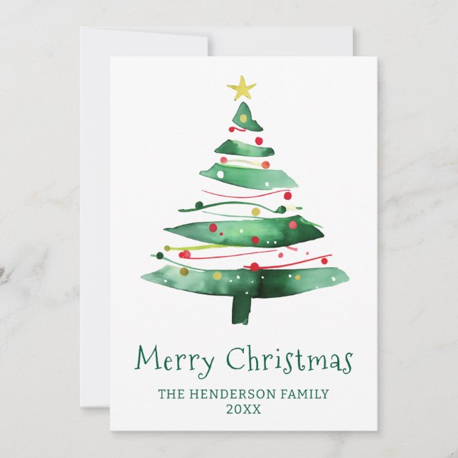 MODERN  CHRISTMAS TREE HOLIDAY CARD (Front)
