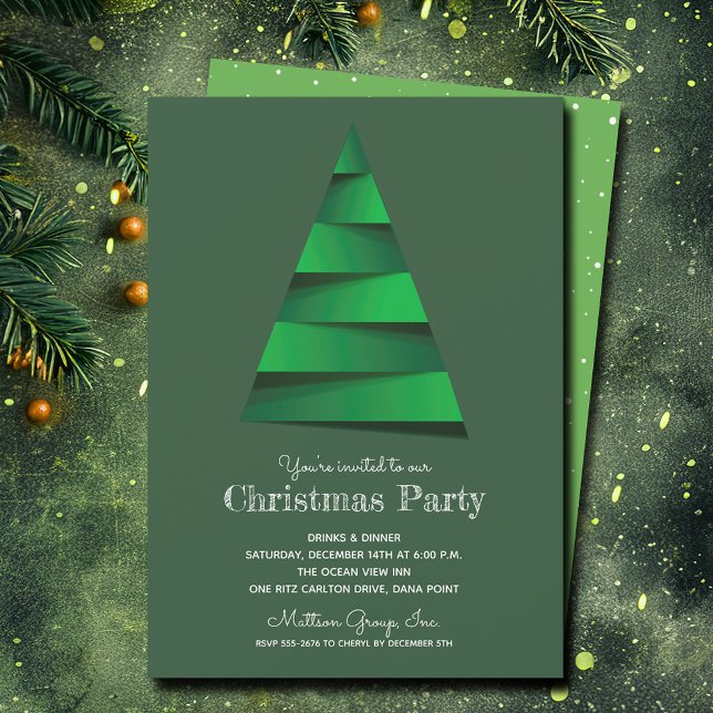 Modern Christmas Tree Holiday Party Invitation (Modern Christmas Tree Holiday Party Invitations - PRINTED and/or INSTANT DOWNLOAD)