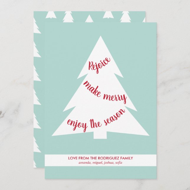 Modern Christmas Tree Holiday Script on Mint Green (Front/Back)