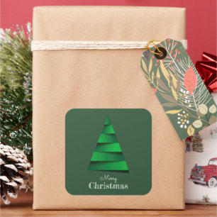 Modern Christmas Tree Holiday Square Sticker
