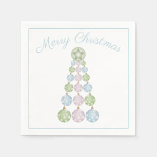 Modern Christmas Tree In Pastel Colour Ornaments Napkin