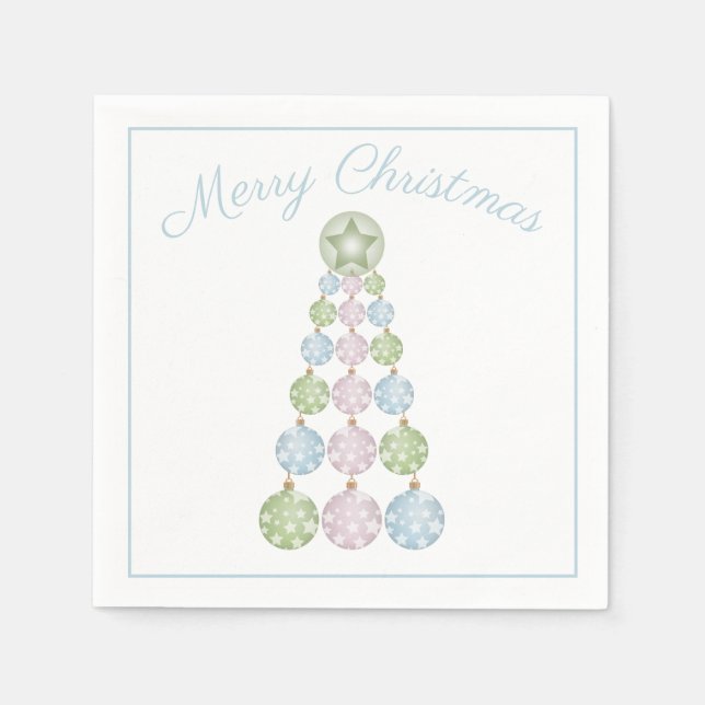 Modern Christmas Tree In Pastel Colour Ornaments Napkin (Front)