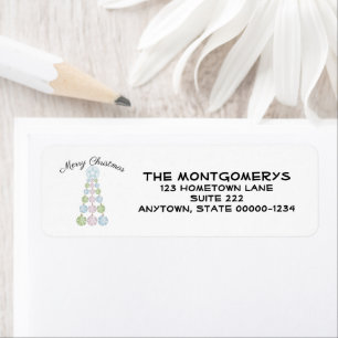 Modern Christmas Tree In Three Pastel Colours Return Address Label